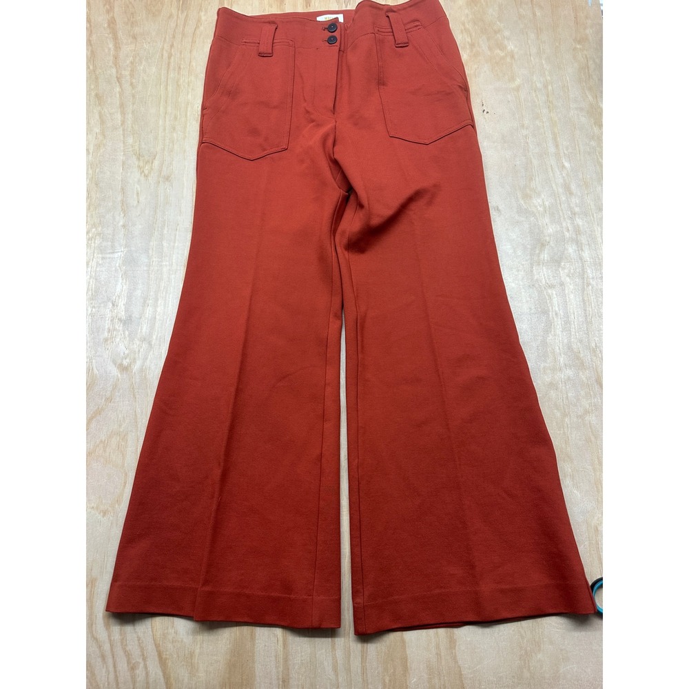 Maeve Anthropologie Womens Size 12 Rust Orange Wide Leg Patch Pocket Pants